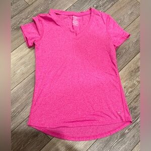 Pink Danskin V-Neck Short Sleeve Athletic Top